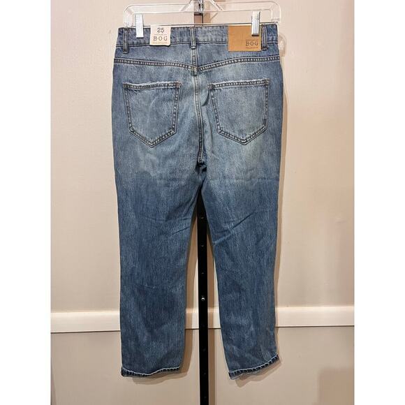 NEW B. O. G. Band of Gypsies Quinn Crop Jeans Distressed Medium Wash Womens 25 - Picture 7 of 10